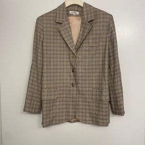 Ann Taylor Vintage Women's Plaid Blazer w Shoulder Pads - Size 2